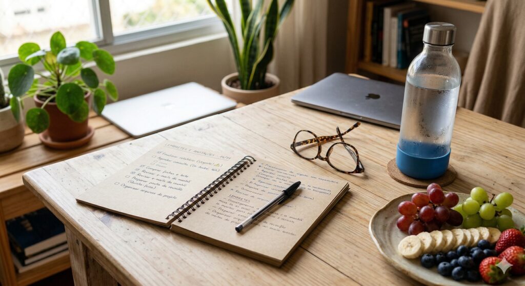 Cena com itens de rotina saudável associados ao cuidado com a memória e o cérebro