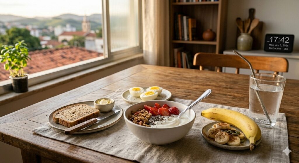 Opções de lanche com proteína que ajudam a manter a massa muscular ao longo do dia.