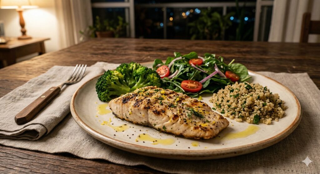 Refeição noturna com nutrientes que favorecem a saúde e a recuperação do fígado