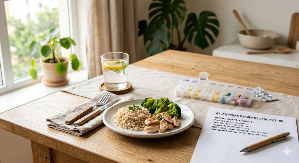 Cena mostra elementos relacionados à falta de apetite e à investigação de causas digestivas no idoso