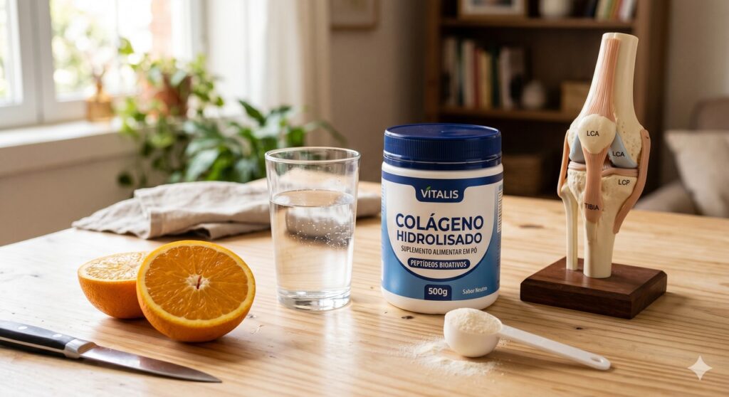 Cena mostra colágeno e elementos ligados ao alívio progressivo da dor articular