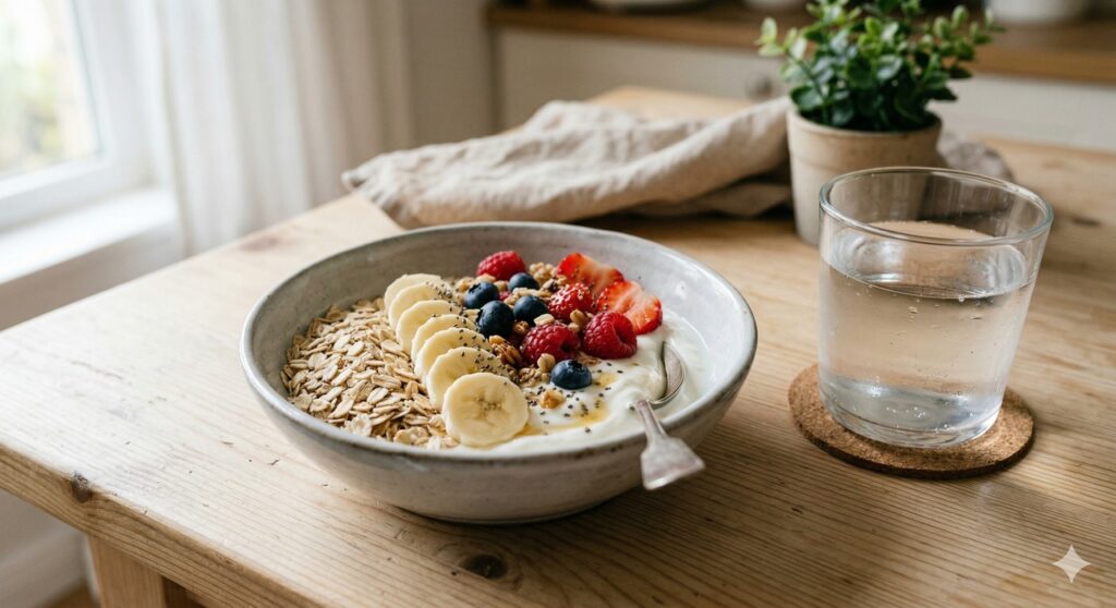 Cena com alimentos associados ao cuidado da microbiota intestinal e da imunidade