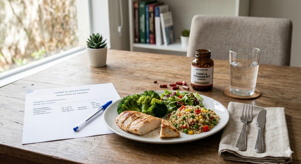 Cena mostra exames e nutrientes que podem estar por trás da fadiga intensa