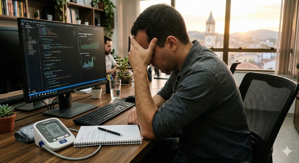 Ambiente de trabalho mostra sinais de fadiga mental ligados à pressão alta