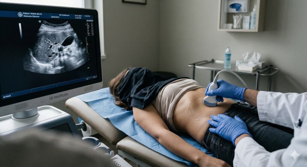 Exame de imagem usado para investigar sinais de fígado gorduroso.