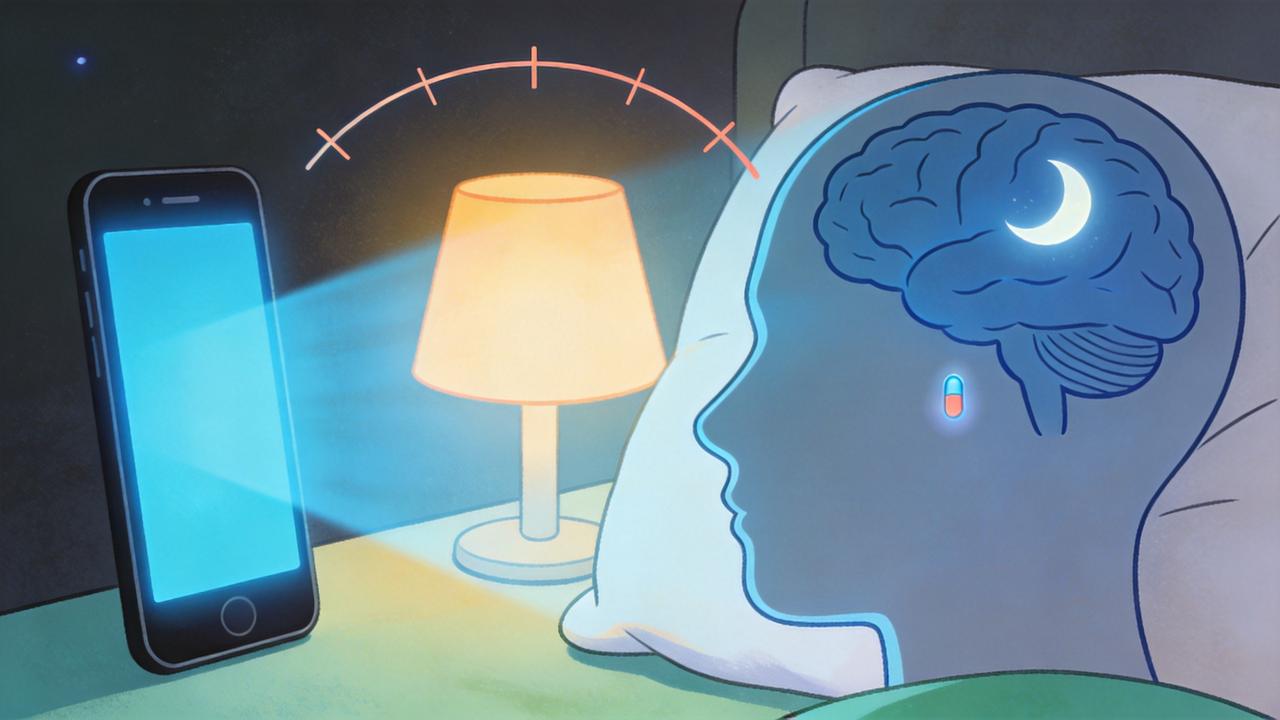 A exposição noturna às telas reduz a melatonina e desregula o ritmo circadiano.