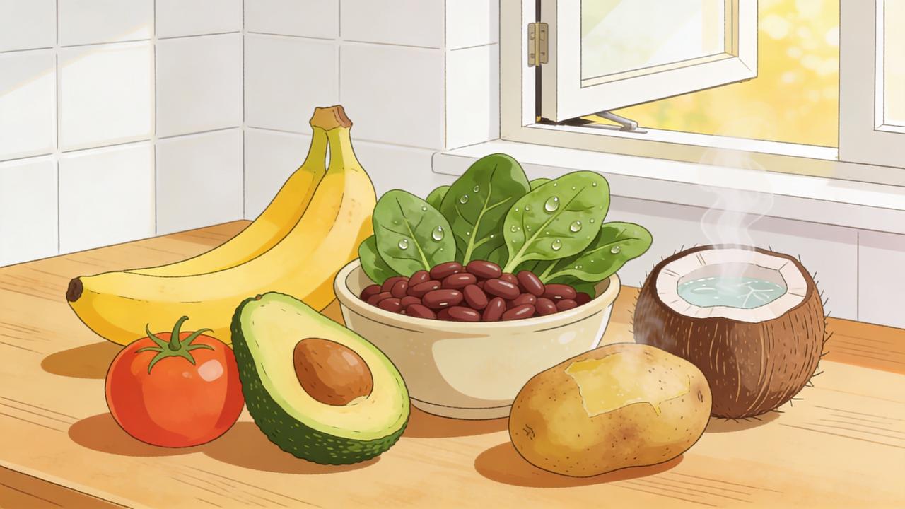 Alimentos ricos em potássio ajudam no equilíbrio eletrolítico diário.