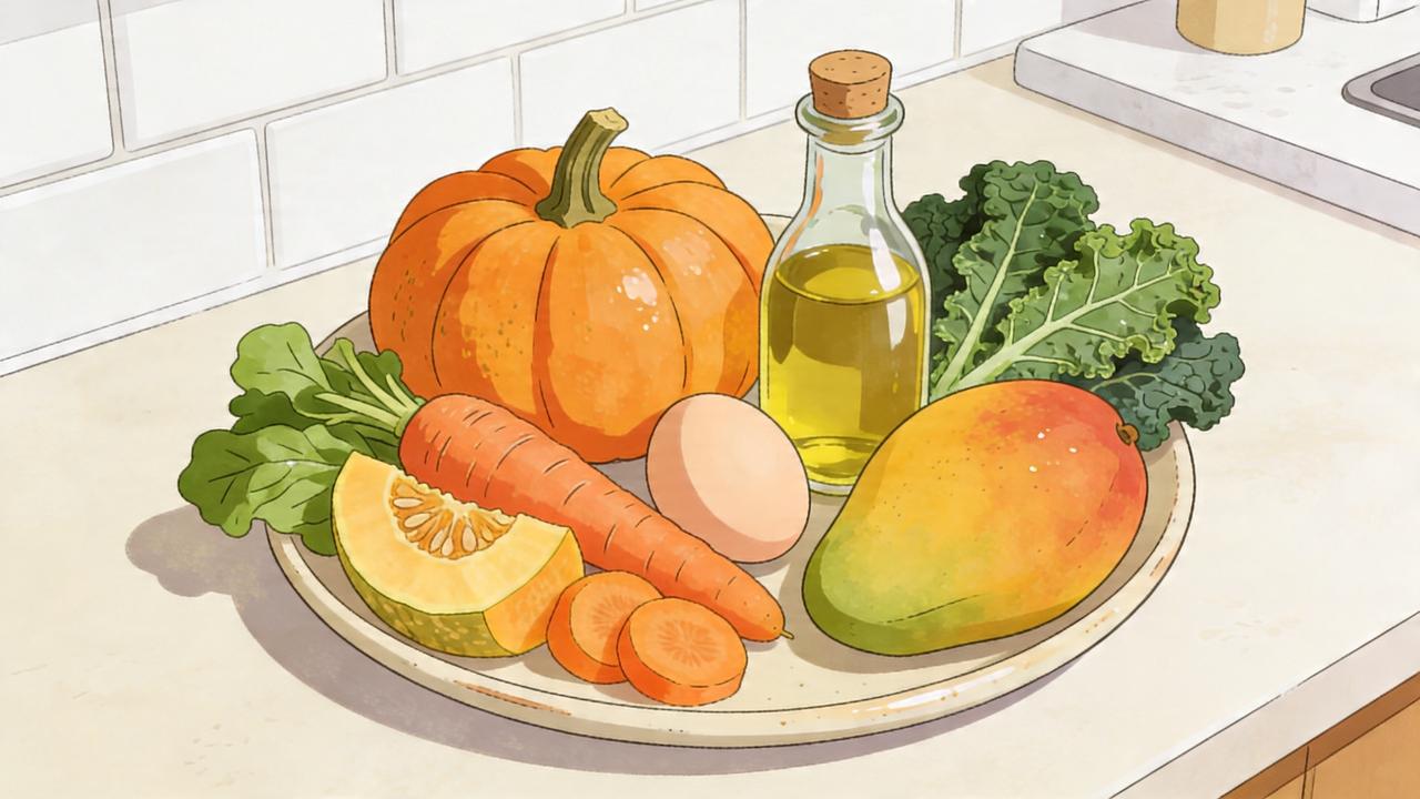 Alimentos ricos em vitamina A ajudam a manter a saúde ocular.