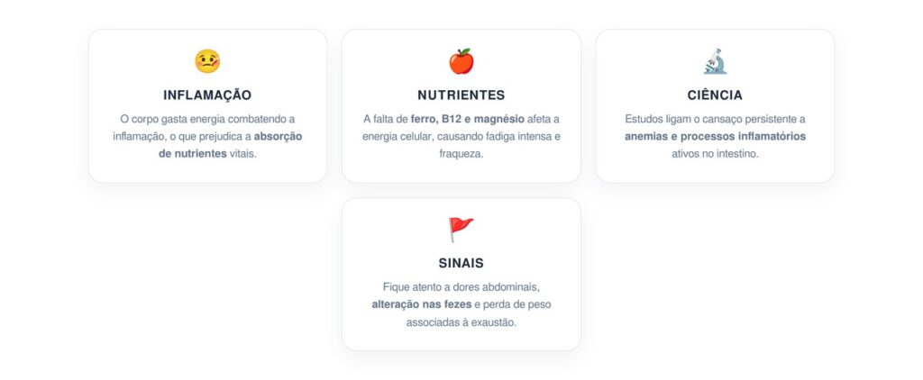 Como saber se o cansaço extremo é risco de inflamação no intestino ou falta de nutrientes