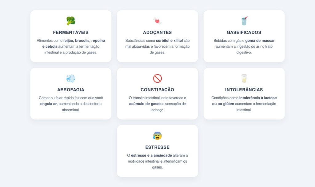 Quais são as causas mais comuns do excesso de gases?