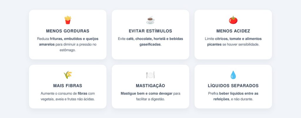 Como ajustar a alimentação para reduzir o refluxo?