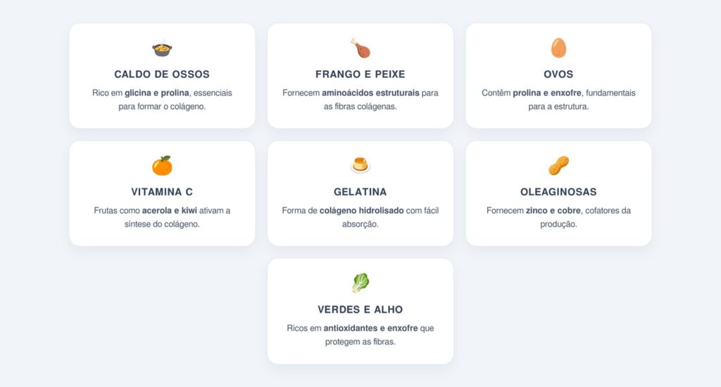 Quais alimentos fornecem os precursores do colágeno?