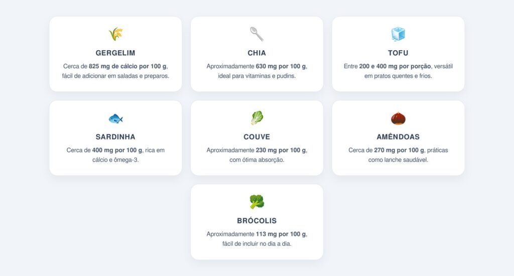 Quais são os 7 alimentos com mais cálcio que o leite?