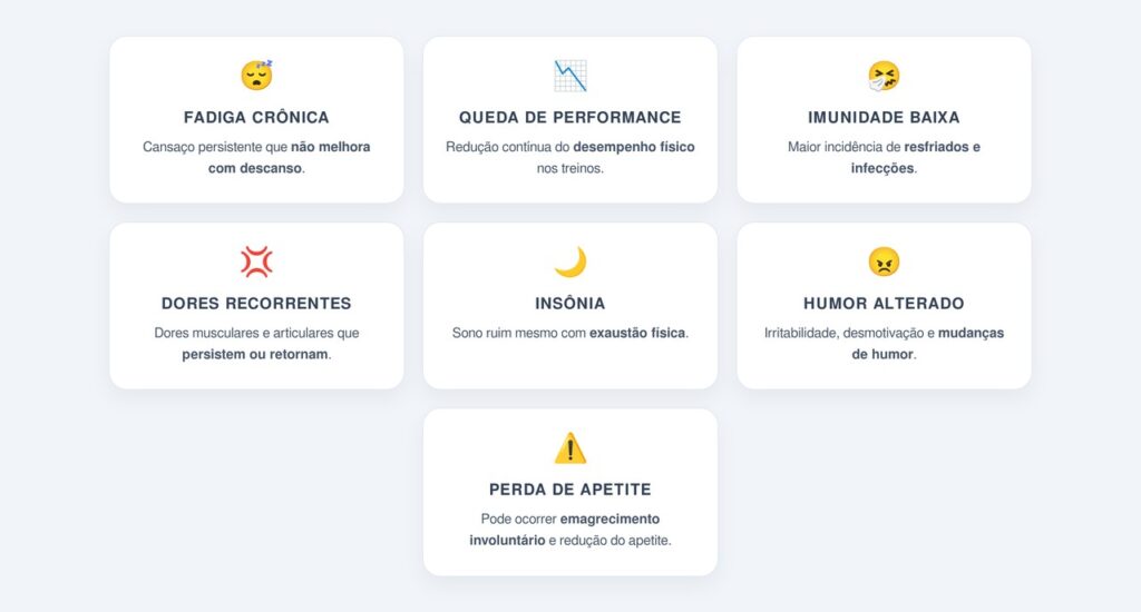 Quais são os principais sintomas do excesso de treino?