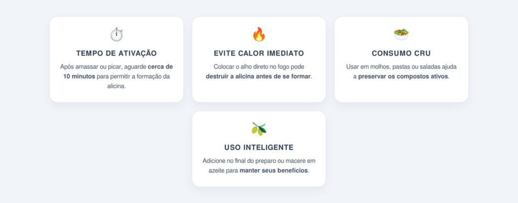 Qual a forma correta de preparar o alho para preservar a alicina?