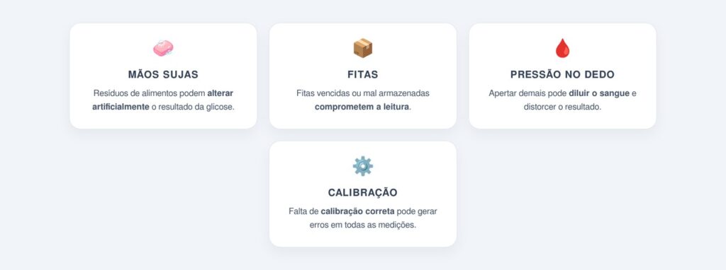Erros comuns que geram leituras falsas no glicosímetro