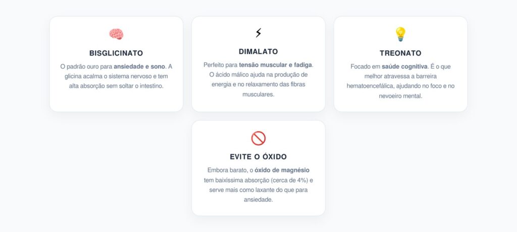 Escolhendo o Magnésio Ideal para Ansiedade e Músculos