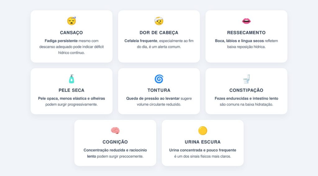Quais sinais acompanham a desidratação crônica?