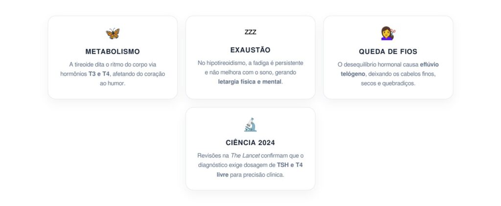 Cansaço crônico e queda de cabelo como sinais de problemas na tireoide