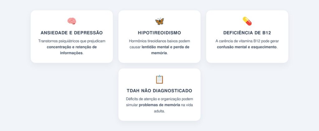 Quais condições podem causar falhas de memória antes dos 50 anos?