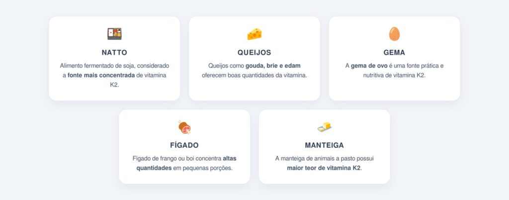 Em quais alimentos encontrar vitamina K2?
