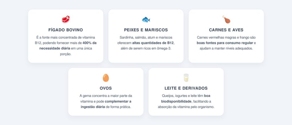 Principais alimentos ricos em vitamina B12
