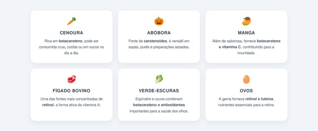 Alimentos ricos em vitamina A para incluir na rotina