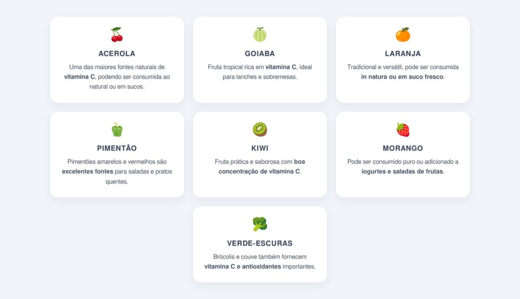 Alimentos ricos em vitamina C para incluir na dieta