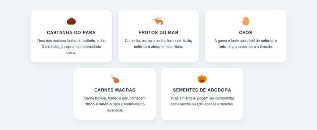 Alimentos ricos em selênio e zinco que favorecem a tireoide