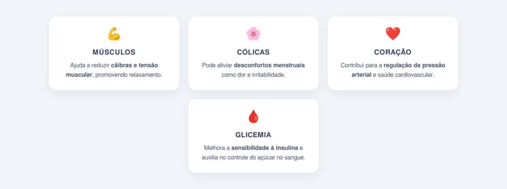 Quais outros benefícios o bisglicinato de magnésio oferece?