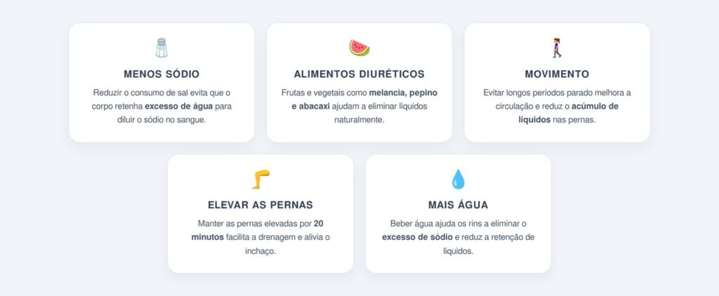 Quais são os 5 hábitos que ajudam a combater a retenção de líquidos?