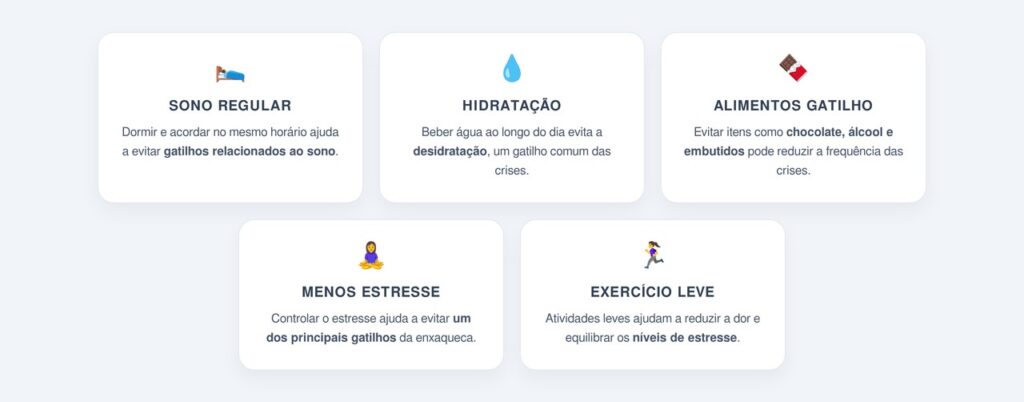 Quais são os 5 hábitos que ajudam a reduzir as crises de enxaqueca?