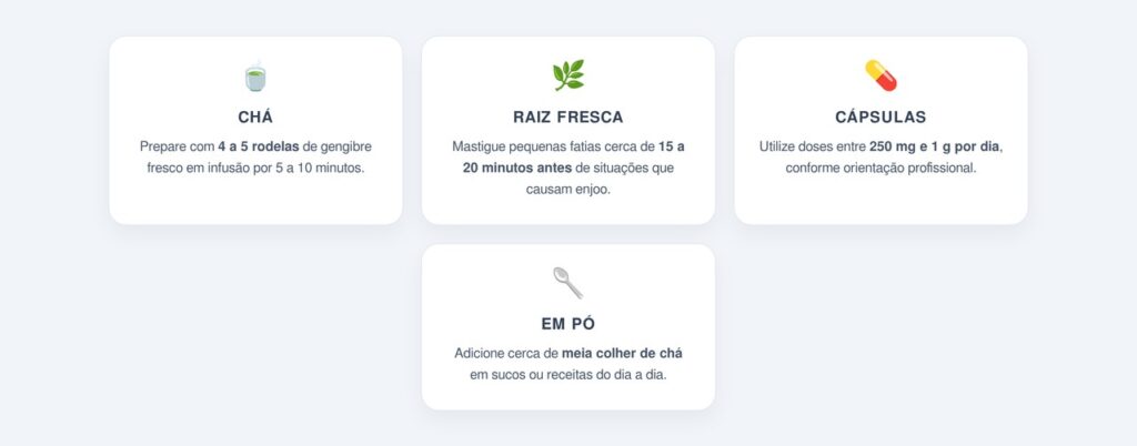Quais as melhores formas de consumir gengibre para enjoos?