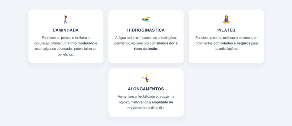 Quais são os melhores exercícios de baixo impacto para as articulações?