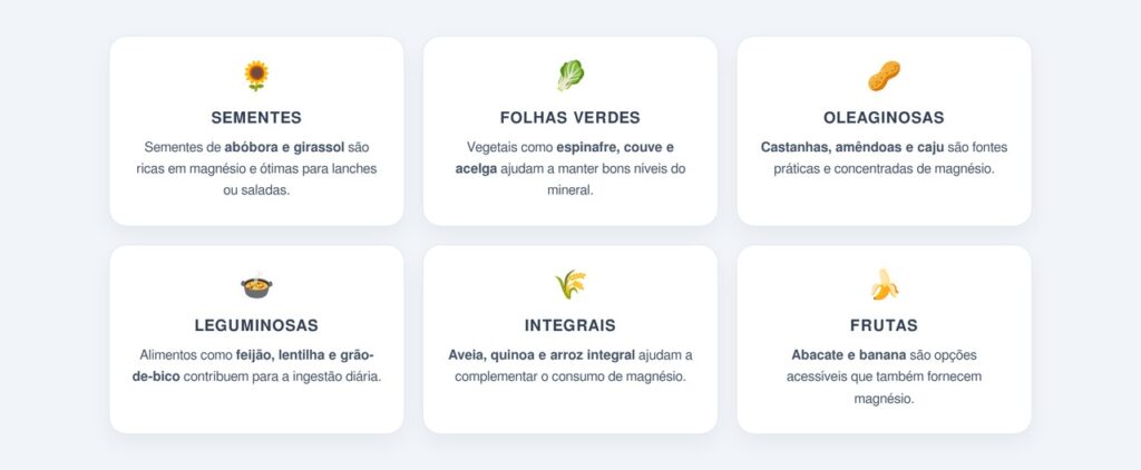 Alimentos ricos em magnésio para incluir na rotina