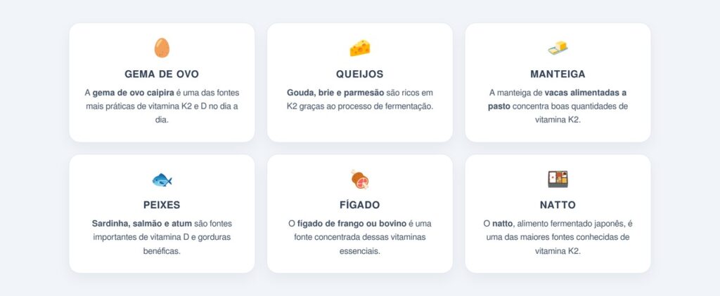 Alimentos ricos em vitamina K2 e D para incluir na rotina