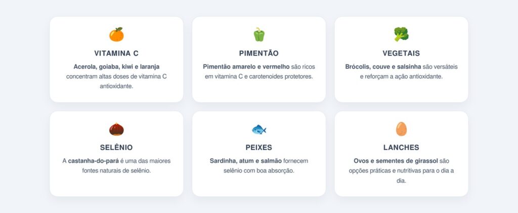 Alimentos ricos em vitamina C e selênio para incluir na rotina
