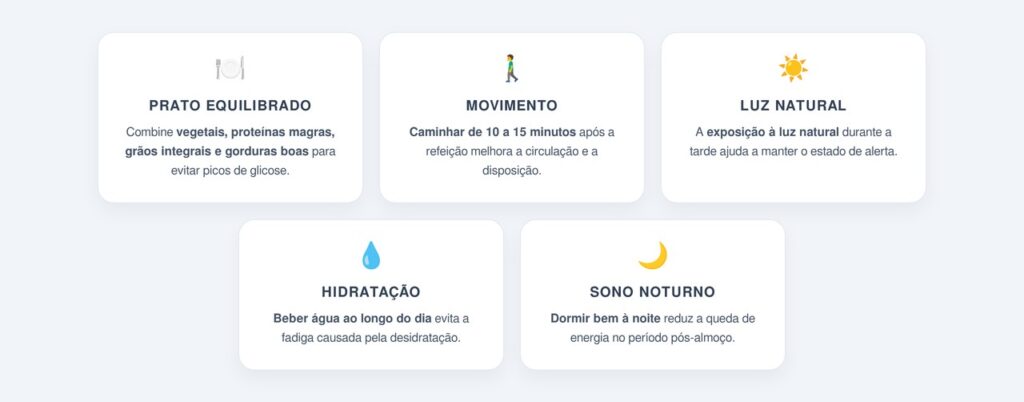 Quais hábitos ajudam a reduzir o sono pós-almoço?