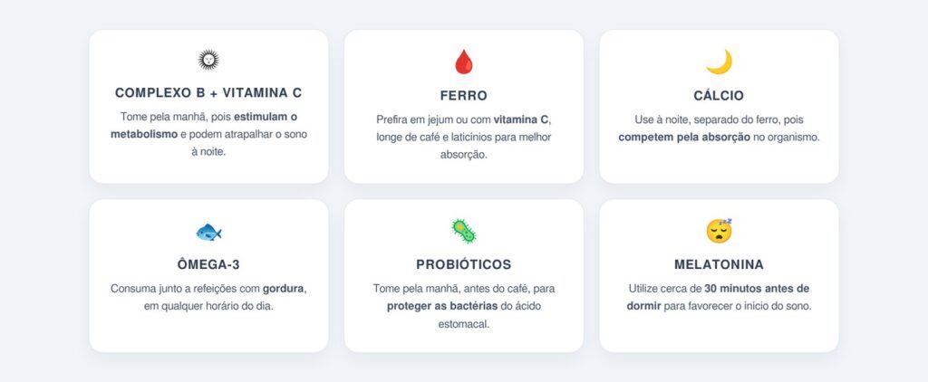 Como organizar os demais suplementos durante o dia?