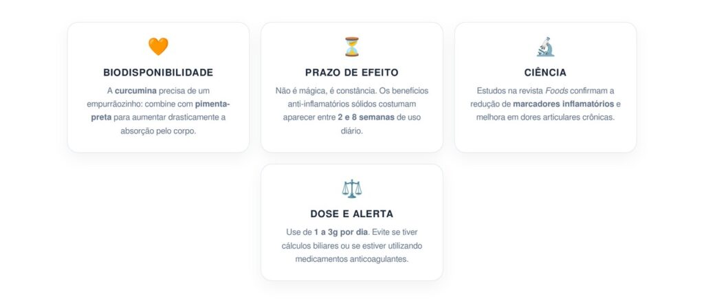 Como consumir bebidas com cúrcuma para tratar a inflamação e em qual prazo faz efeito