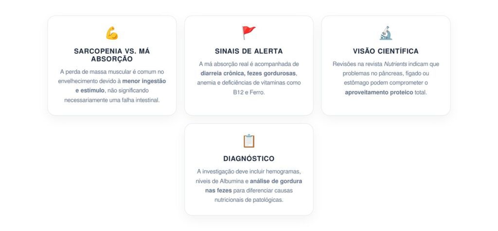 Perda de massa na terceira idade: como saber se o intestino parou de absorver nutrientes e proteína