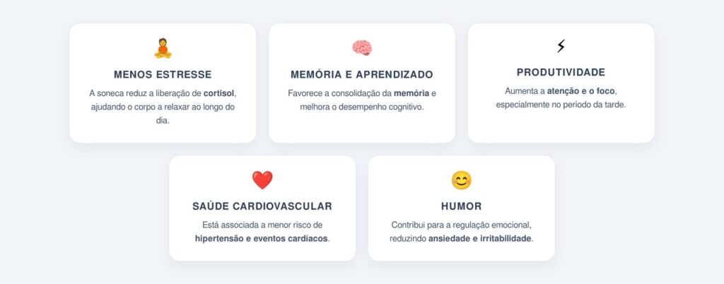 Quais são os principais benefícios da soneca para a saúde?