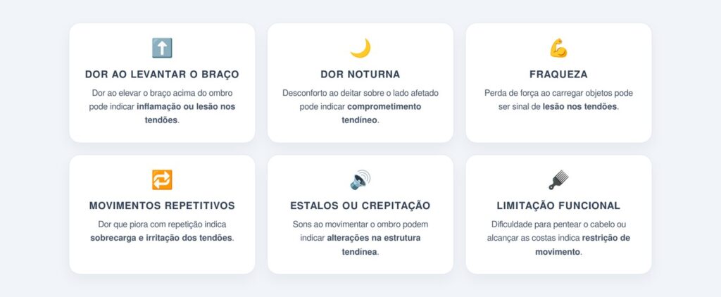 Quais sinais indicam problemas nos tendões do ombro?