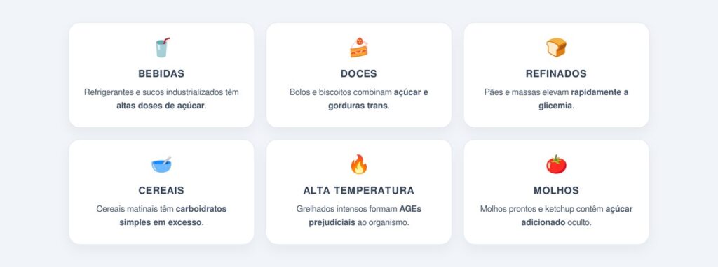 Quais alimentos favorecem a glicação?