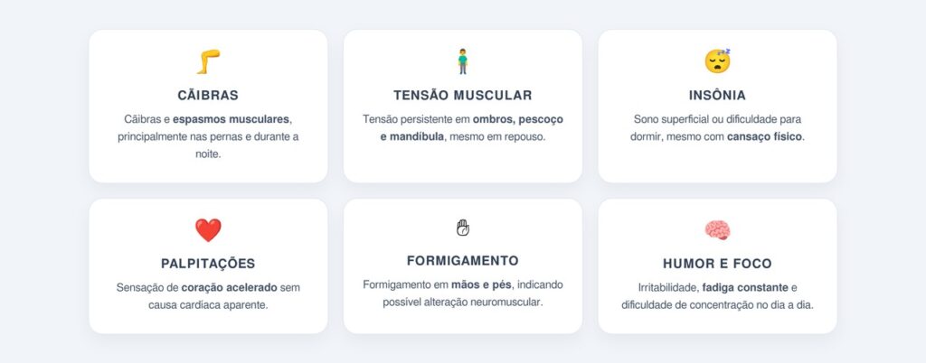 Quais são os principais sintomas da falta de magnésio?