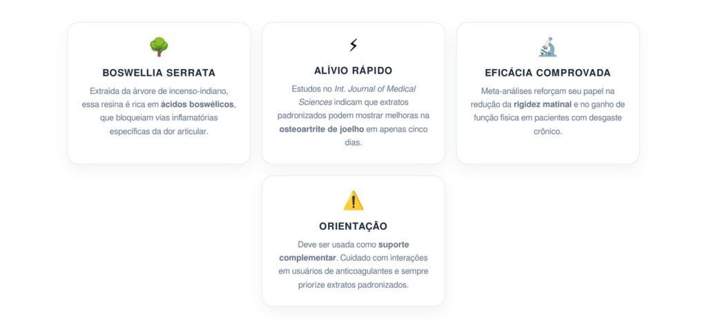 Qual é a resina botânica que ajuda a tratar a inflamação severa nas articulações de acordo com a ciência?