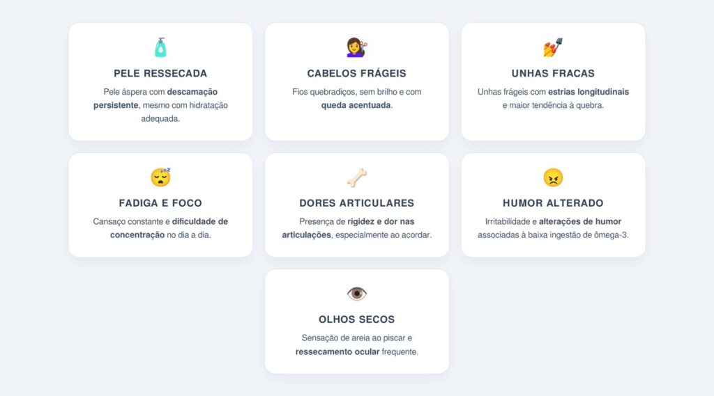 Quais são os principais sintomas da deficiência de ômega-3?