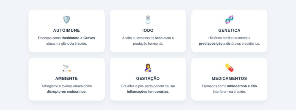 Quais são as principais causas dos problemas na tireoide?