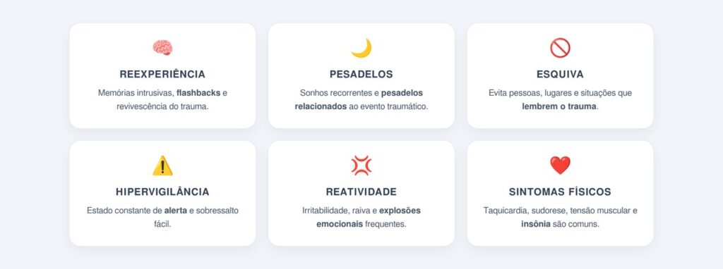 Quais são os sintomas mais comuns do TEPT?