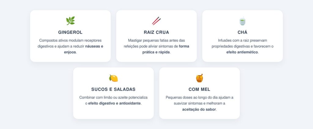 Por que o gengibre cru combate náuseas e enjoos?